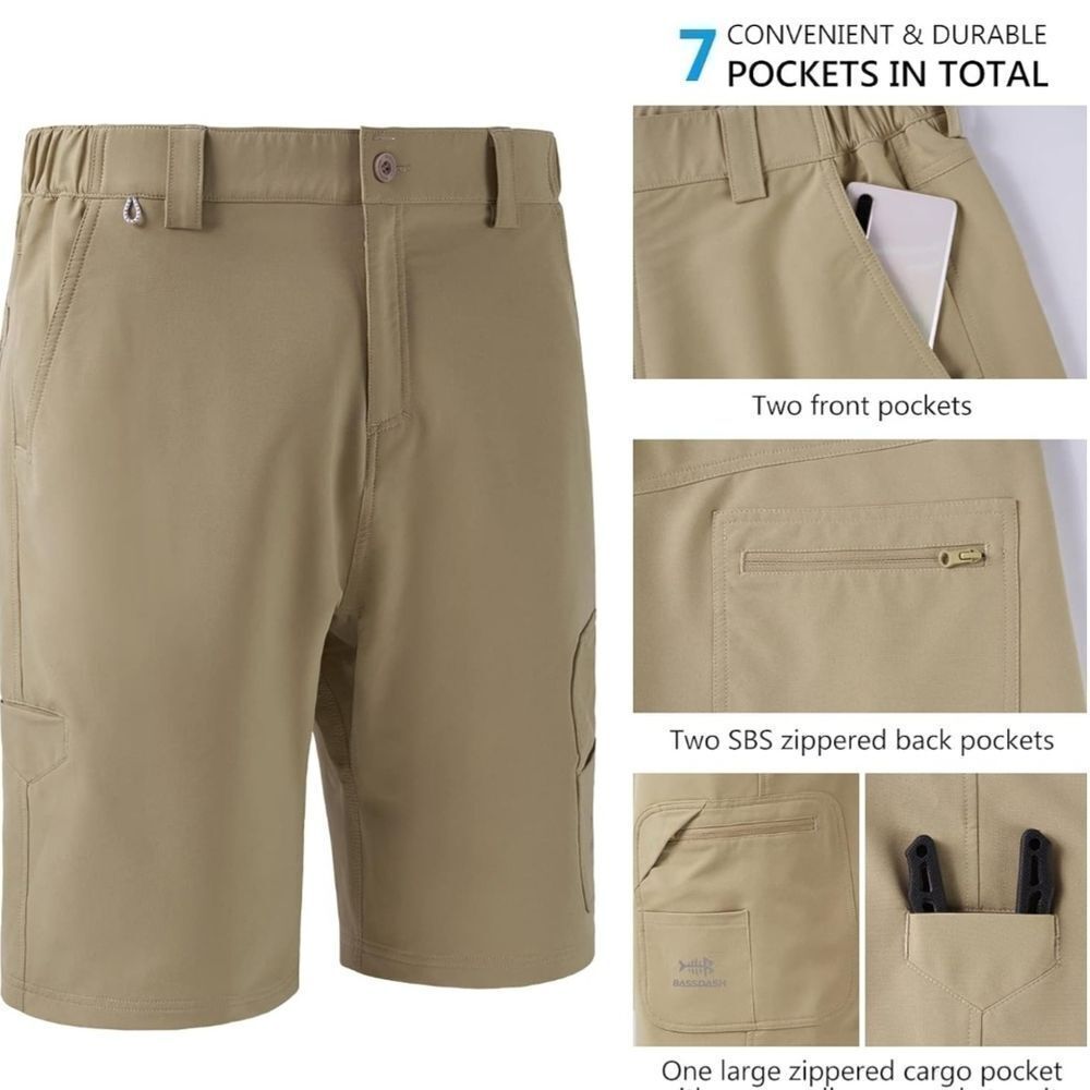 Men's Khaki Cargo Shorts - Picture 2 of 5